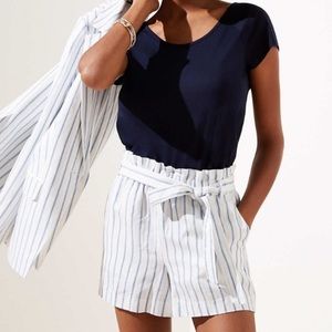 Loft Striped Linen Blend Shorts